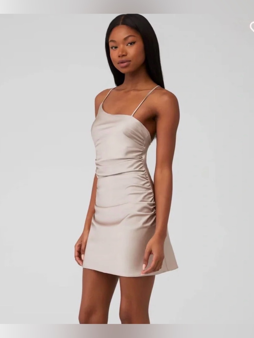 Line & Dot Hunnie Champagne Satin Slip Mini Dress